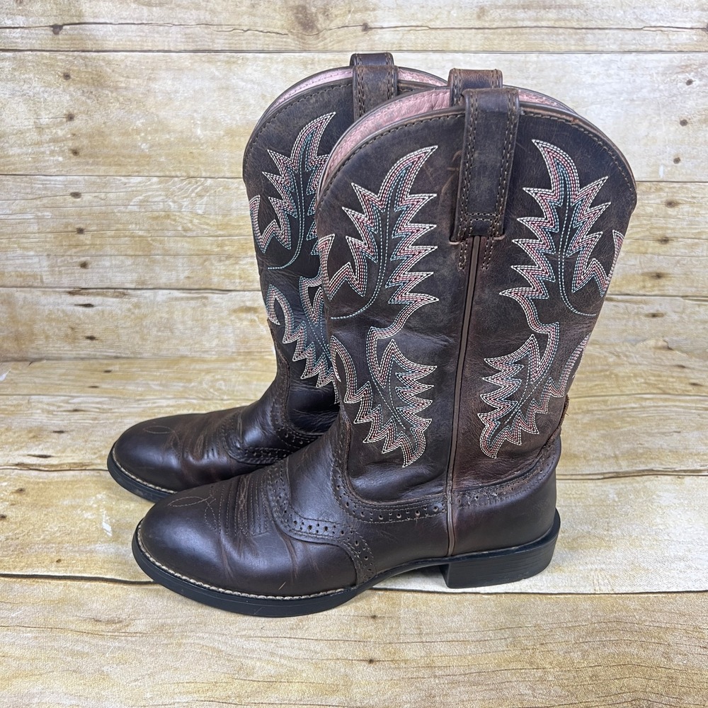 ARIAT Western Boots Womens Size 6.5 B Brown Leather Heritage Stockman Cowgirl